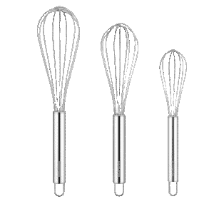 NileHome stainless steel whisk set with 3 sizes – ideal for baking and cooking
