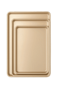 Commercial grade cookie sheet pans 3-pack in champagne gold – heavy duty nonstick bakeware